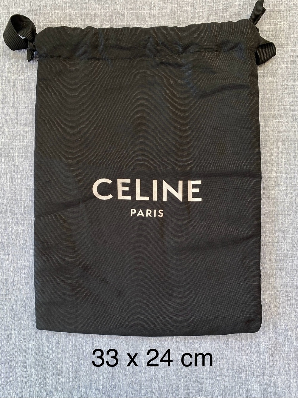 Authentic Celine | Black Drawstring Dust Bag Storage Gift Luxury Wood Print